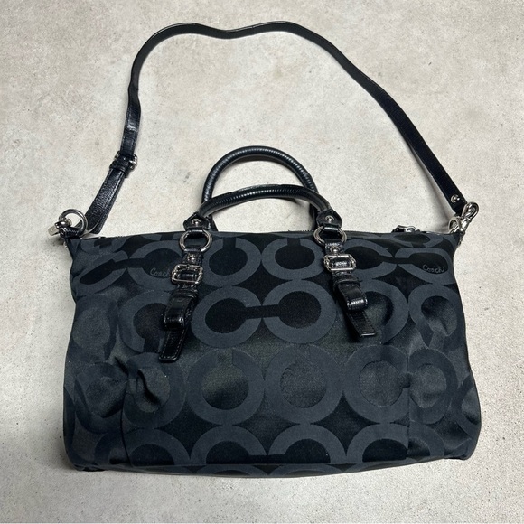 Coach Signature Madison Satchel Crossbody Purse Black Monogram *NO HANG TAG - Picture 4 of 10
